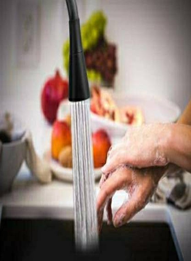 SPAZIO صنبور حوض مرن Spazio Fusion Flexo SmartBuy - Flxo Play (مع خرطوم سيليكون مرن بزاوية 360 درجة ونمط تدفق مزدوج) صنبور ماء ساخن/بارد مع شفة جدارية، خلاط مطبخ، أسود، كروم - Image 5